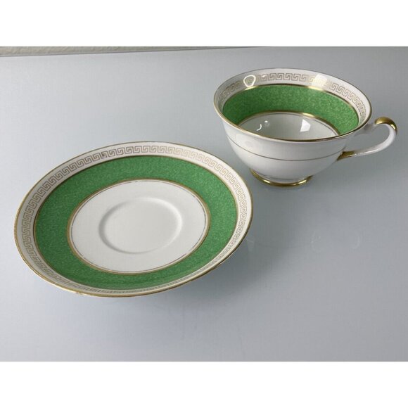 EB Foley China Teacup & Saucer, Green, Gold & White, Made in England, Tableware - Picture 8 of 12